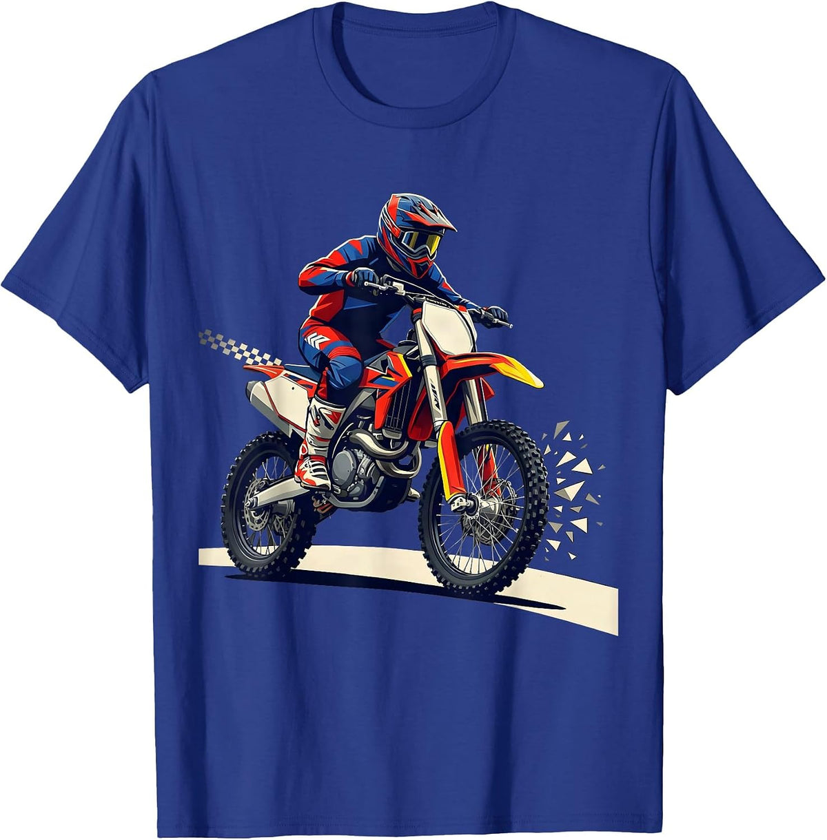Men's Motocross Rider Racing Livery Dirt Bike Casual T-Shirt - Royal Blue