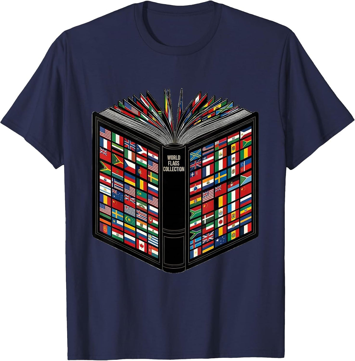 Men's World Flags Collection Geography Lover Travel Enthusiast T-Shirt - Navy Blue