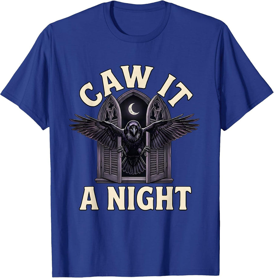 Caw It A Night Gothic Crow Halloween Humor Dark Bird Lover T-Shirt - Royal Blue