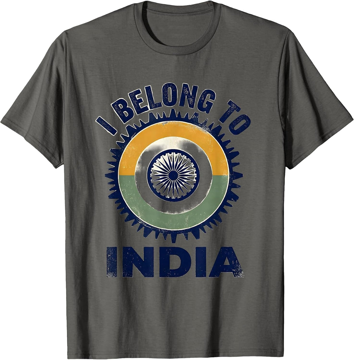 I Belong To India Distressed Indian Flag National Pride T-Shirt - Asphalt Grey