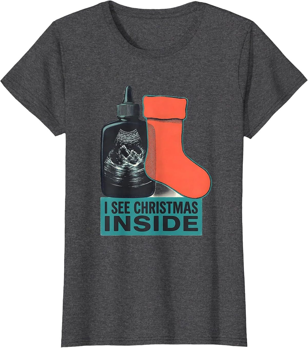 Women's I See Christmas Inside Midcentury Modern Sonographer T-Shirt - Dark Heather Grey