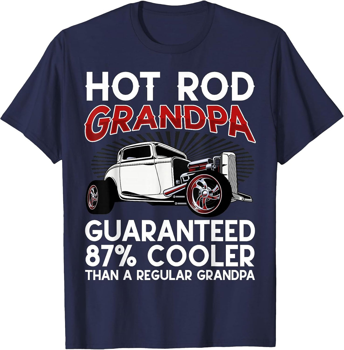Vintage Hot Rod Grandpa Modified Car Garage Mechanic Hotrod T-Shirt - Navy Blue