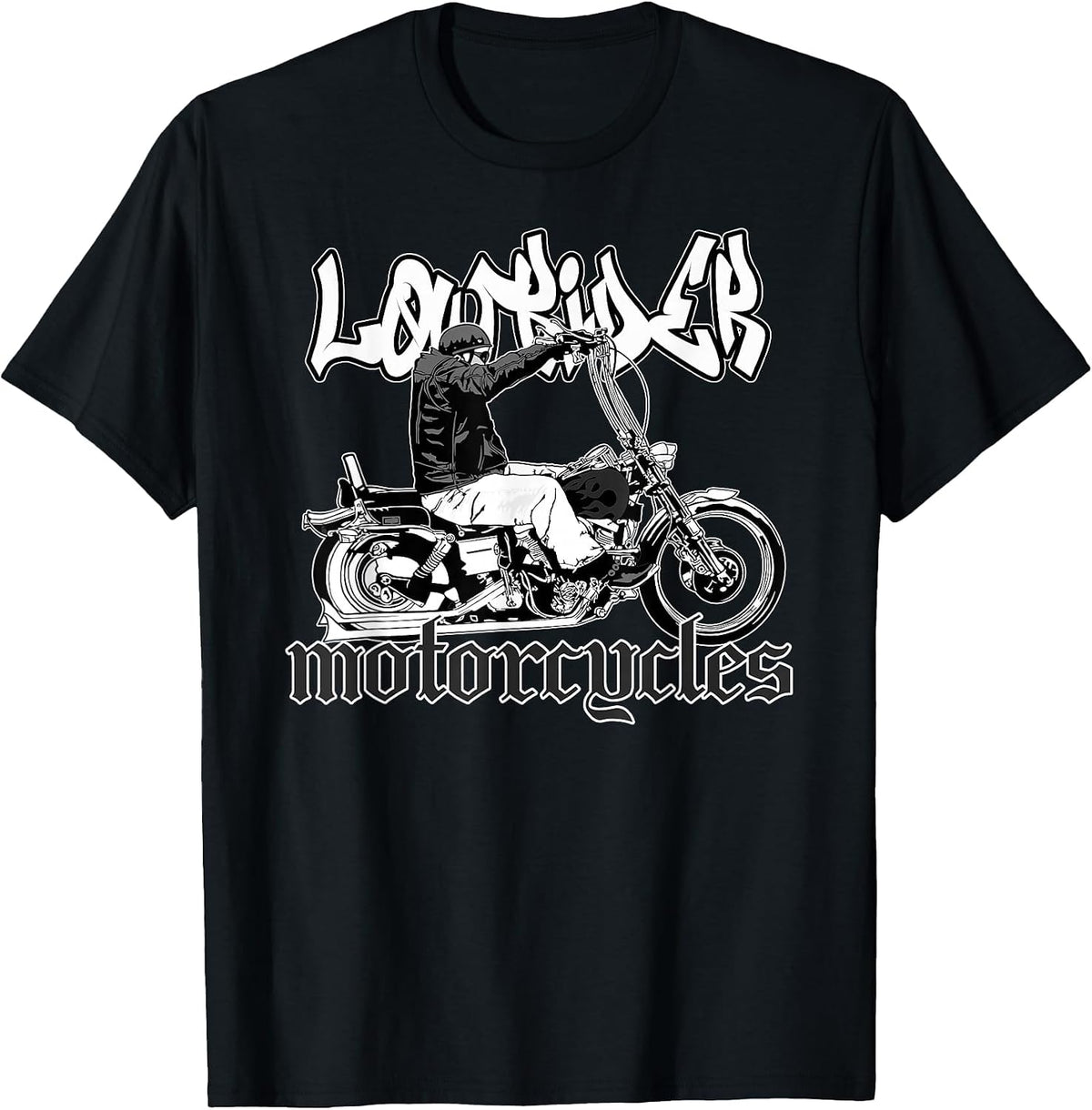 Mens Chicano Biker. Latino Cholo Motorcycles, Vicla Lowrider T-Shirt - Black