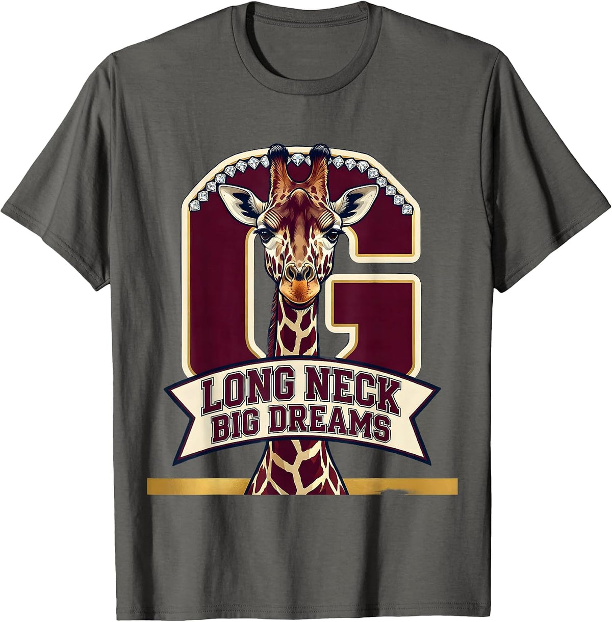 Men's Long Neck Big Dreams Giraffe Graphic Design T-Shirt - Asphalt Grey