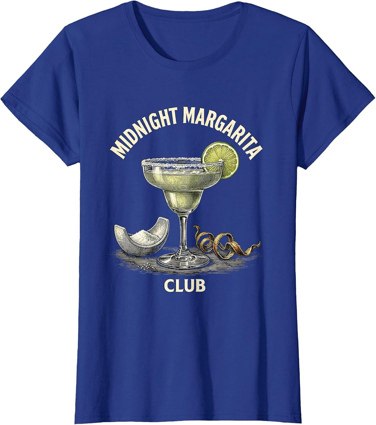 Women's Midnight Margarita Club Witchy Halloween Cocktail T-Shirt - Royal Blue