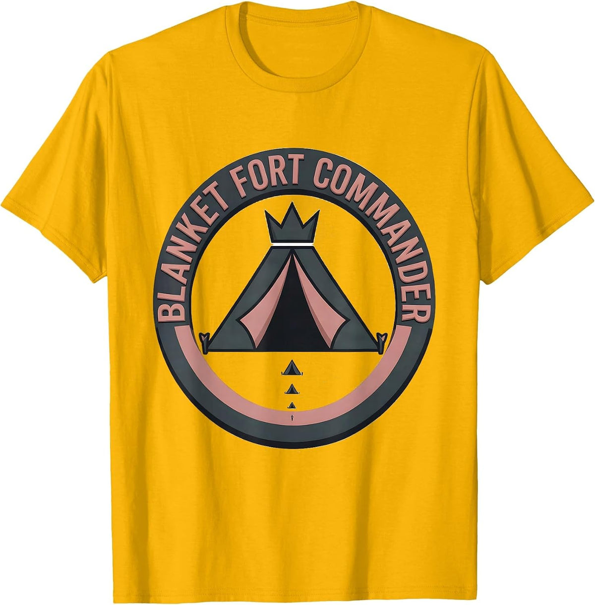 Blanket Fort Commander Playful Slumber Party Squad Matching T-Shirt - Golden Yellow