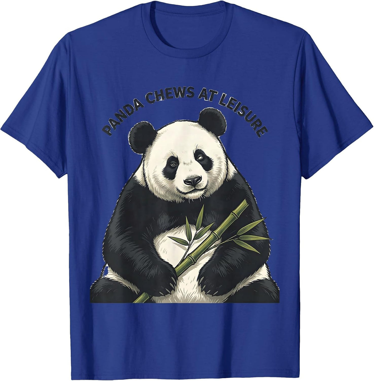 Men's Panda Chews At Leisure Funny Cute Panda Lover Animal Humor T-Shirt - Royal Blue