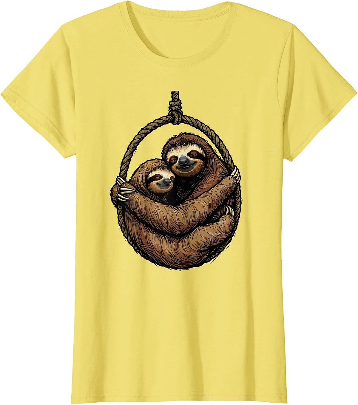 Nested Sloths Funny Sloth Lover Humor Gift T-Shirt - Lemon Yellow