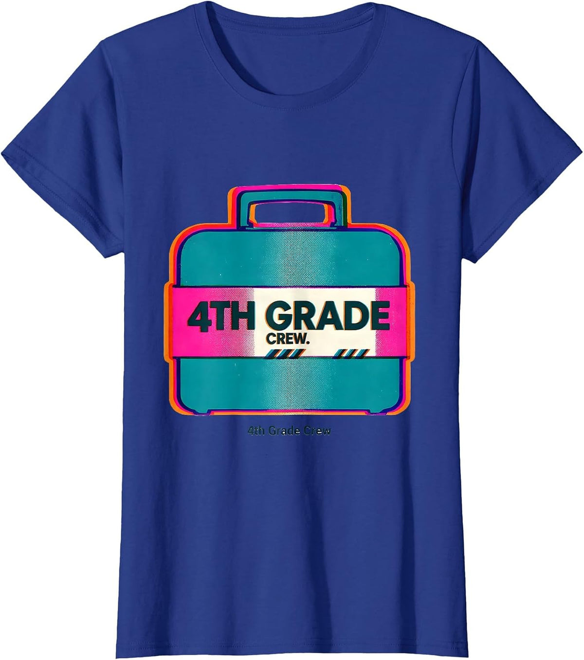 Women's 4th Grade Crew Retro Grade-Level Teacher Back To School Team T-Shirt - Royal Blue