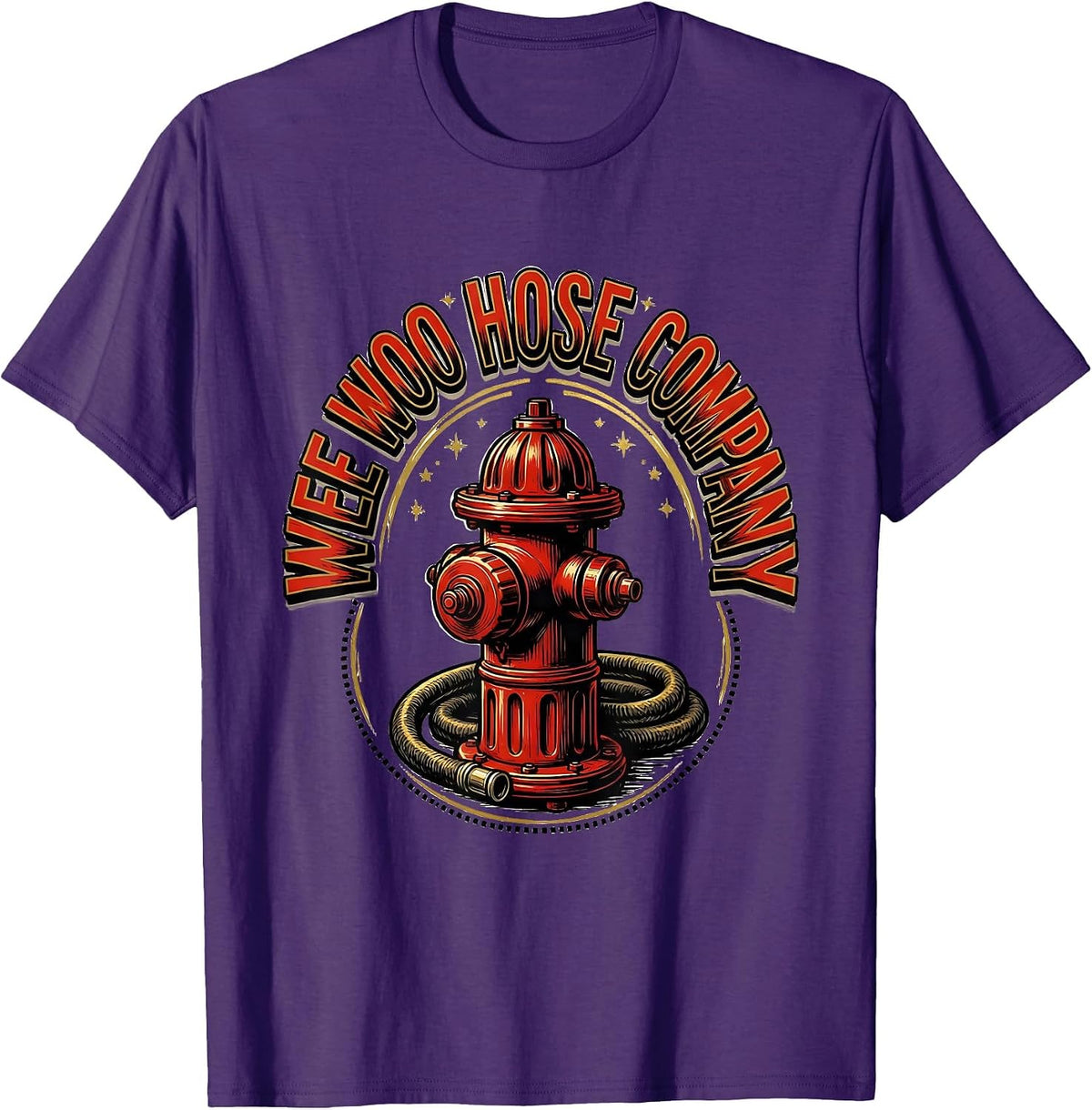 Men's Wee Woo Hose Company Funny Firefighter Fire Truck Humor Gift T-Shirt - Purple