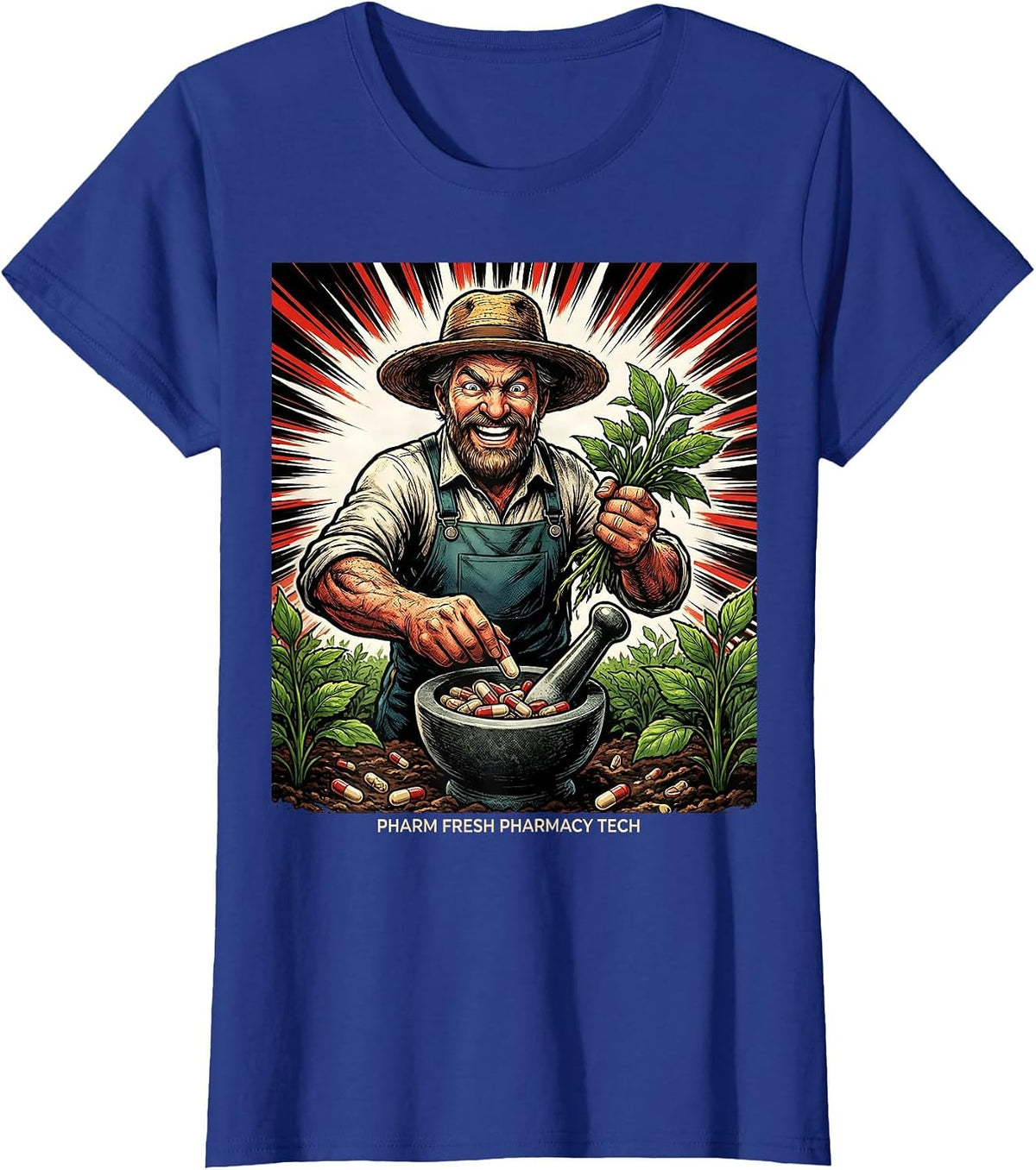 Women's Pharm Fresh Pharmacy Tech Funny Pharmacy Technician Comic T-Shirt - Royal Blue