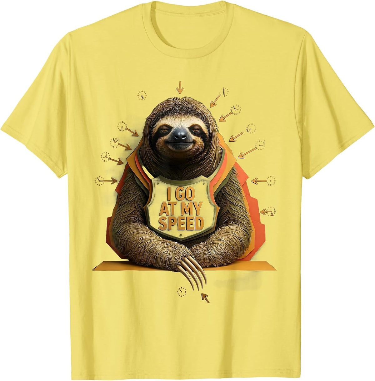 Men's I Go At My Speed Funny Sloth Lover Animal Humor Gift T-Shirt - Lemon Yellow