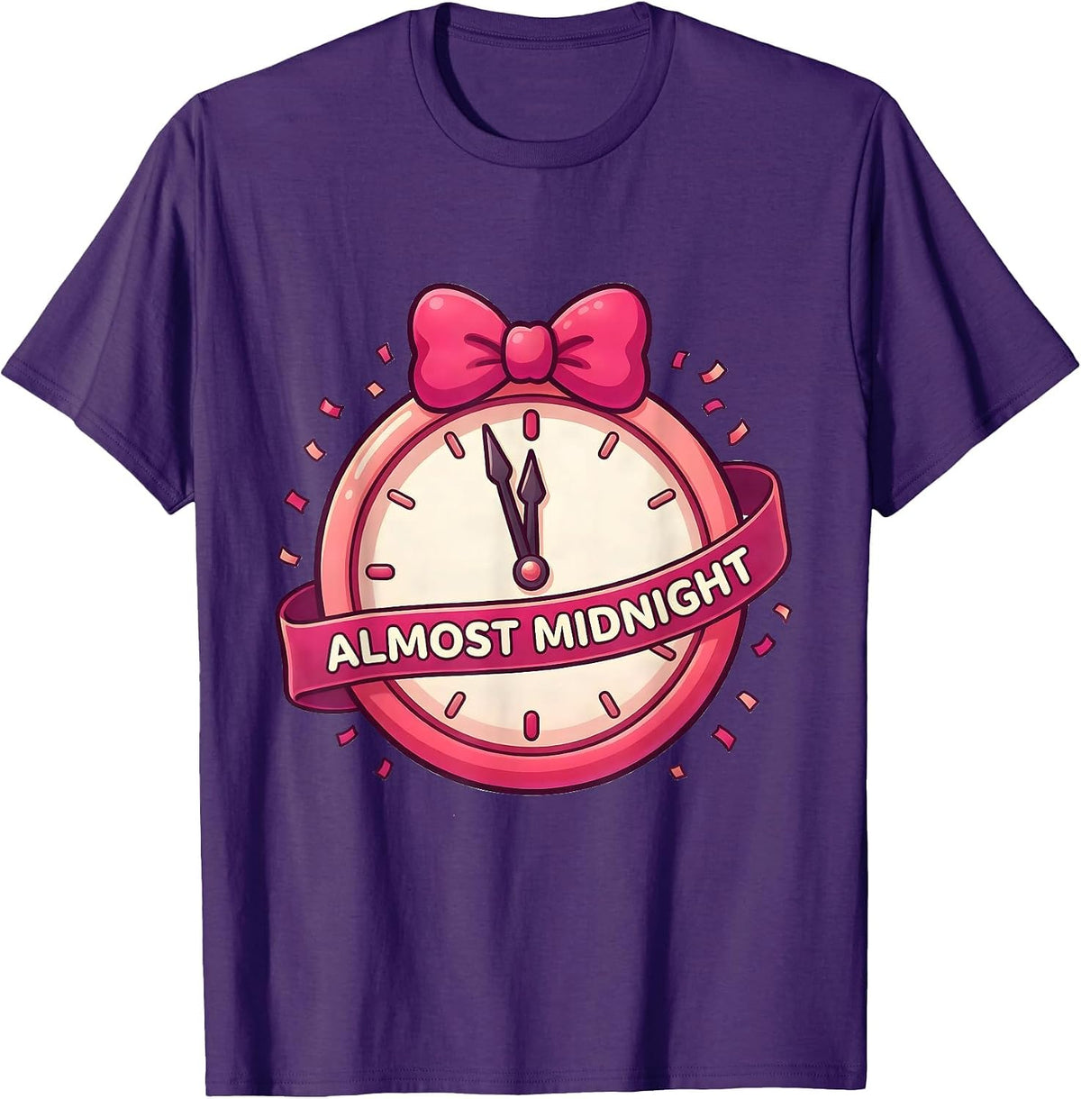 Almost Midnight Cute Kawaii Bow Coquette New Years Eve 2027 T-Shirt - Purple