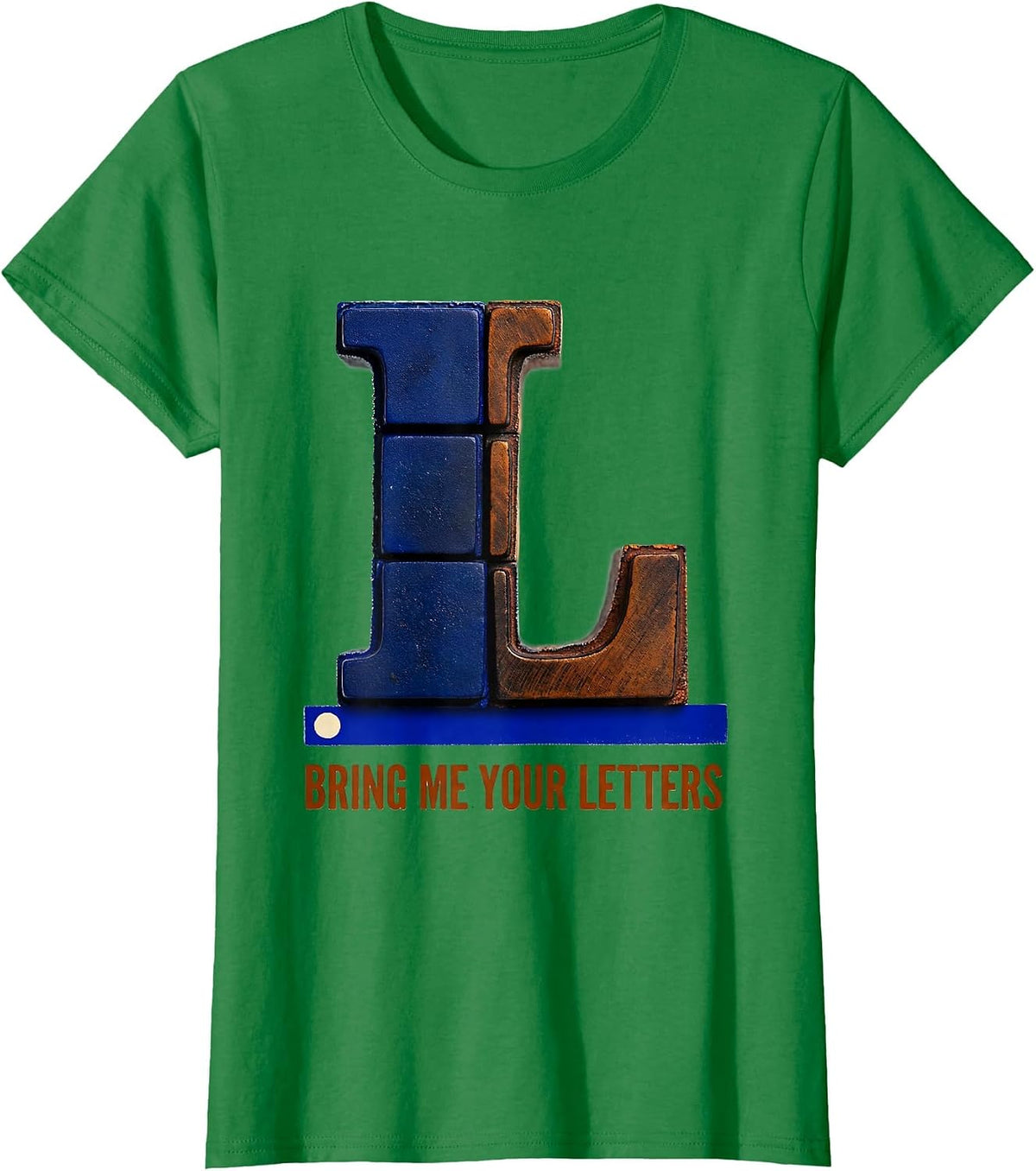 Women's Bring Me Your Letters Rubber Stamp Pre-K Teacher Back To T-Shirt - Kelly Green