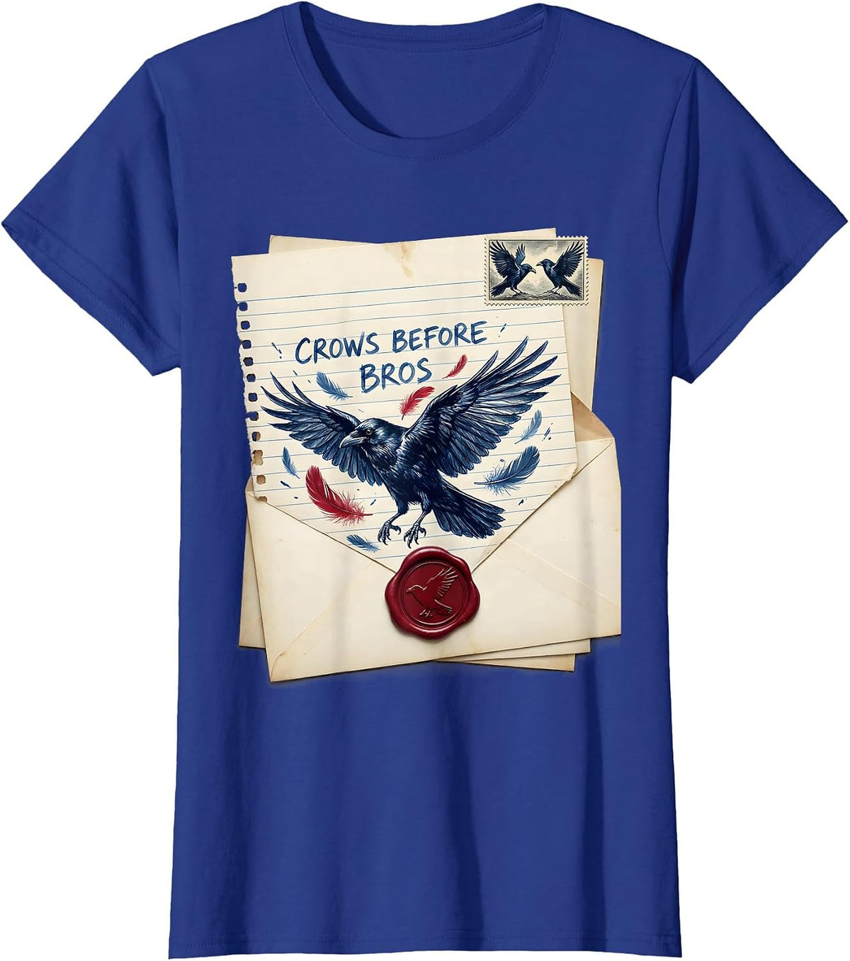 Women's Crows Before Bros Dark Humor Bird Lover Design T-Shirt - Royal Blue