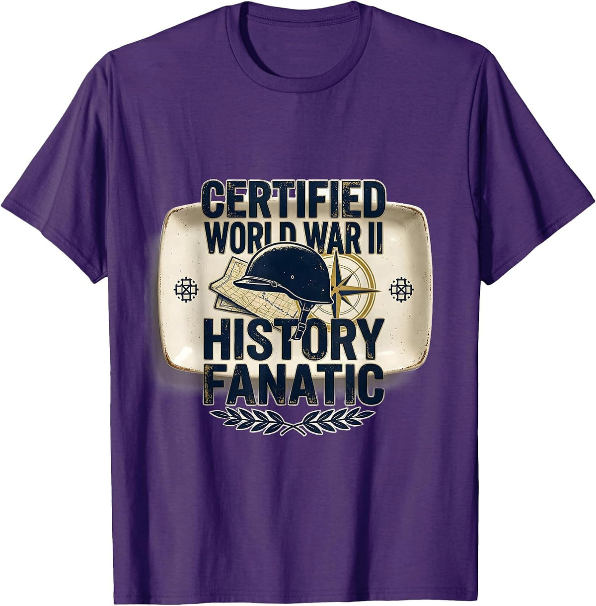 Certified World War II History Fanatic Funny History Teacher T-Shirt - Purple