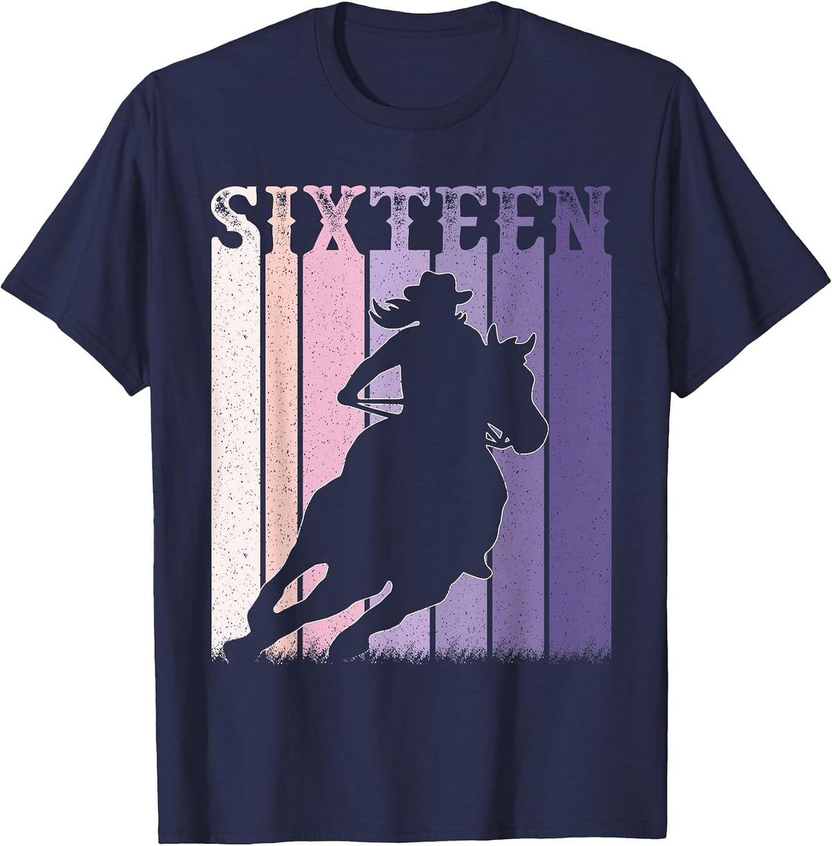 16th Birthday Cowgirl Girls 16 Year Old Rodeo Horse Vintage T-Shirt - Navy Blue