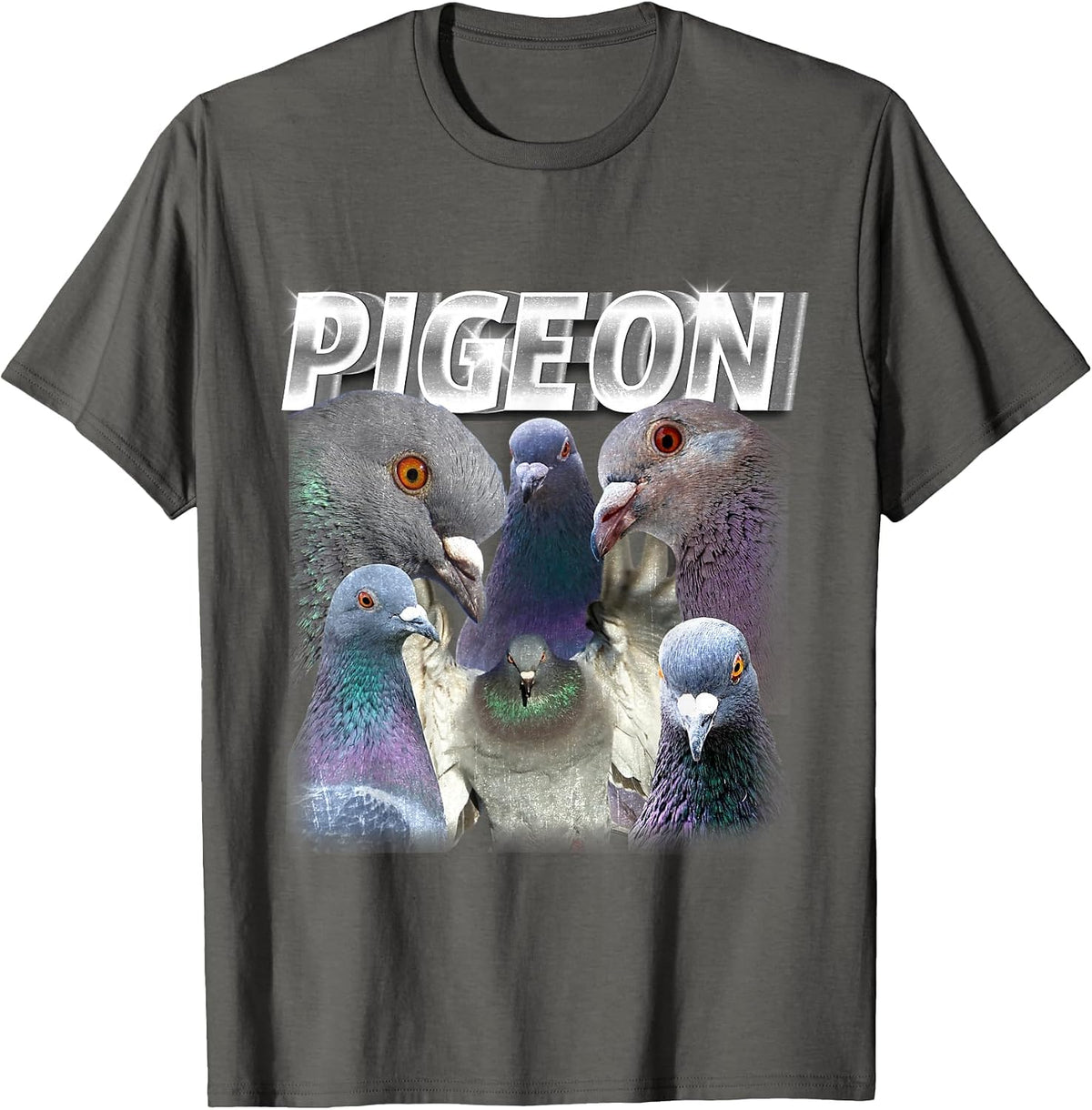Funny Cute Pigeon Bootleg Rap Vintage Cool Bird 90s 2000s T-Shirt - Asphalt Grey