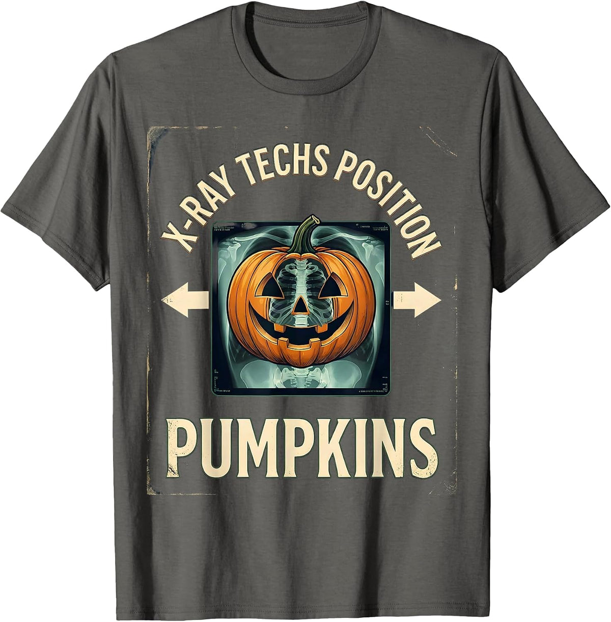 Men's X-Ray Techs Position Pumpkins Vintage Radiology Tech T-Shirt - Asphalt Grey