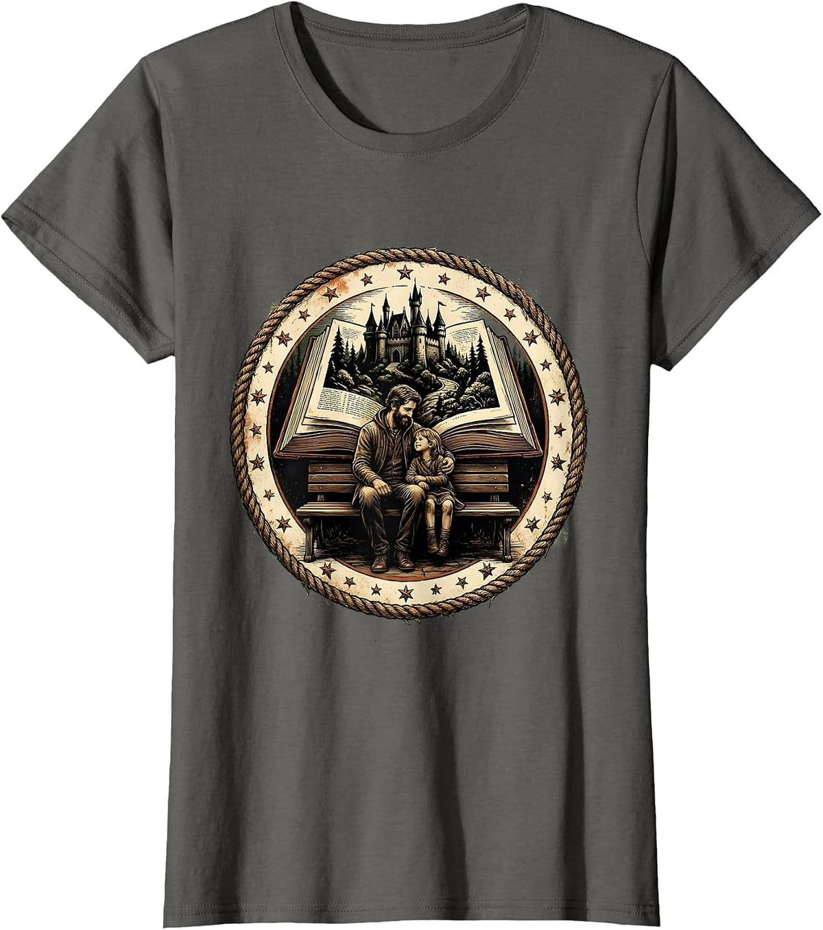 Women's Paraprofessional Helper and Student Reading Together T-Shirt - Asphalt Grey