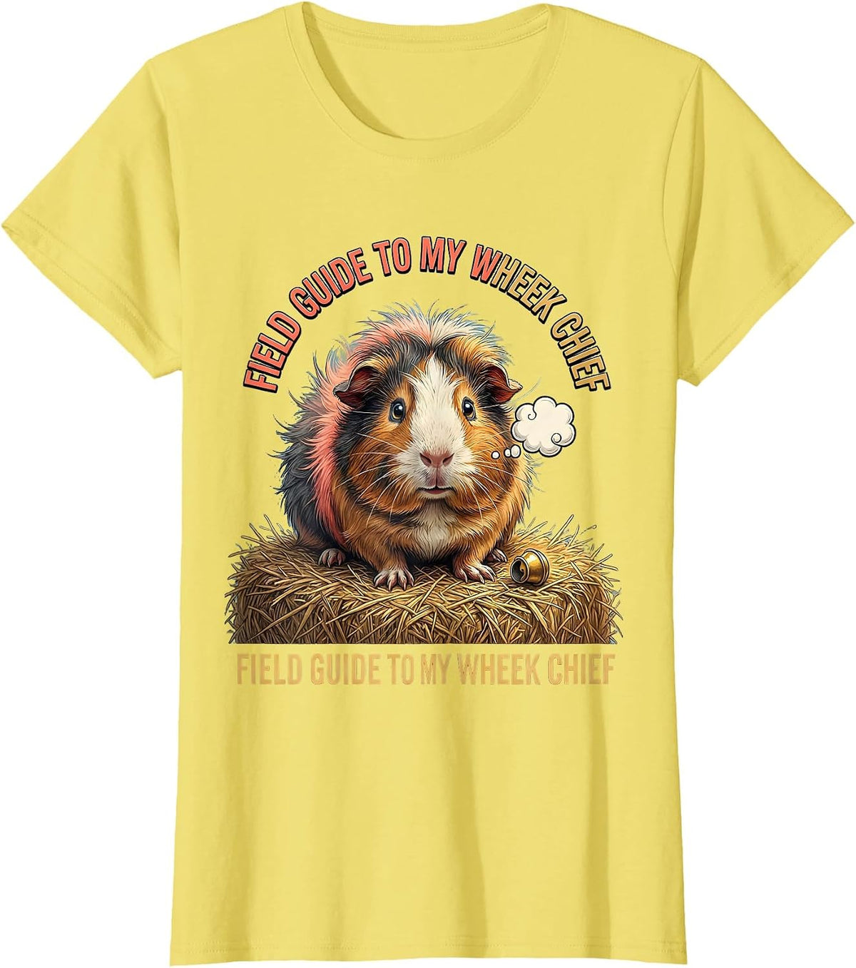 Field Guide To My Wheek Chief Funny Guinea Pig Pet Lover T-Shirt - Lemon Yellow