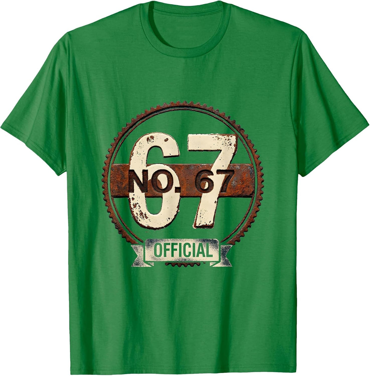 Men's NO 67 OFFICIAL Rubber Stamp Sports Jersey Number Birthday T-Shirt - Kelly Green