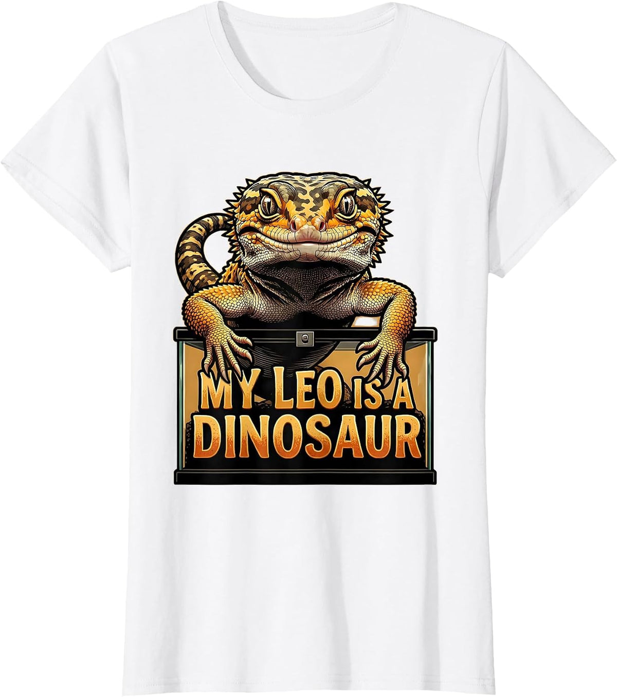 My Leo Is A Dinosaur Funny Leopard Gecko Reptile Lover Gift T-Shirt - White