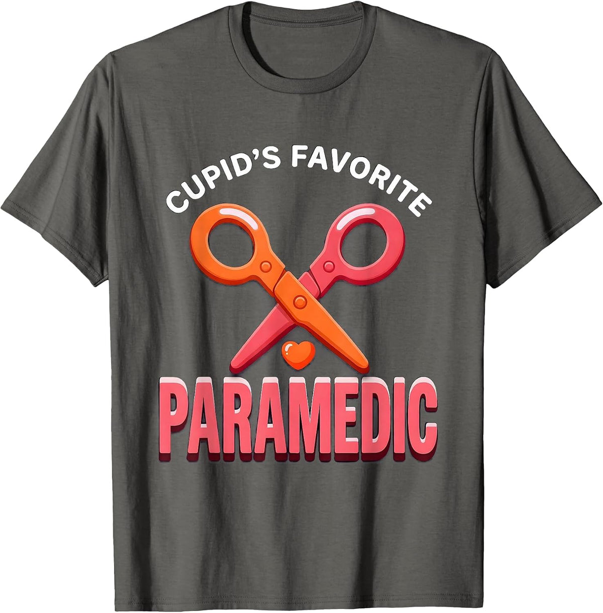 Men's Cupid's Favorite Paramedic Funny Occupation Valentine Humor T-Shirt - Asphalt Grey