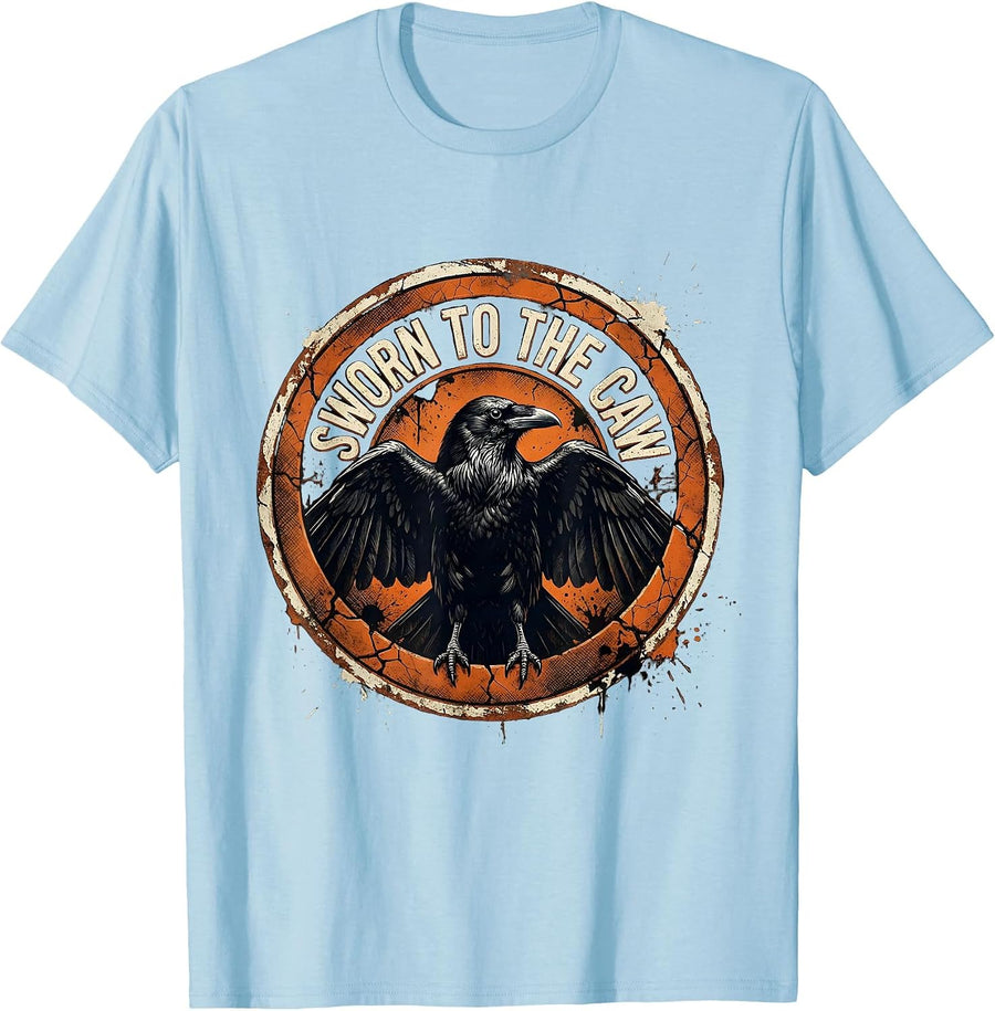 Men's Sworn To The Caw Crow Lover Design T-Shirt - Baby Blue