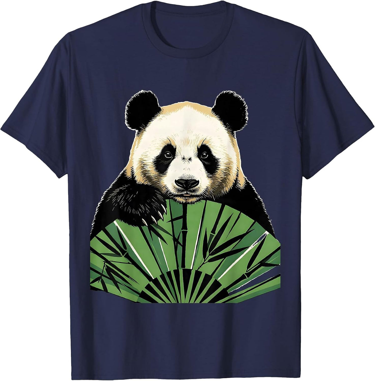 Men's Panda Head Kawaii Humor Animal Lover Screenprint T-Shirt - Navy Blue