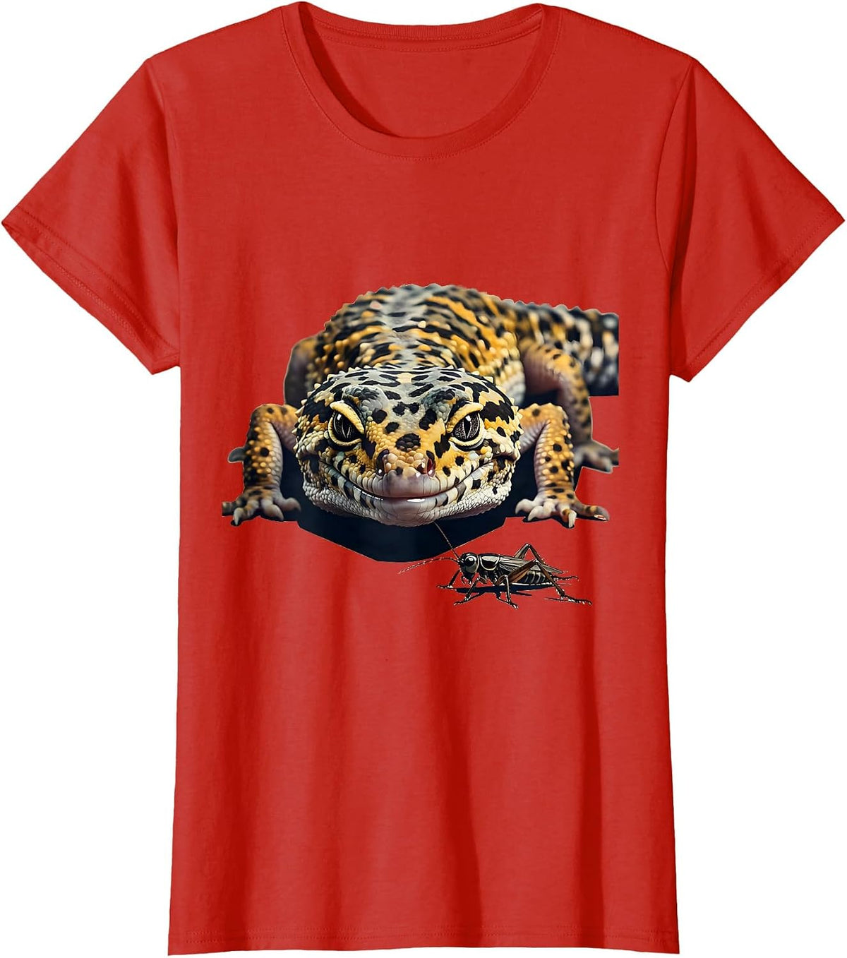 Leopard Gecko Bold Minimalist Reptile Lover Gift T-Shirt - Red