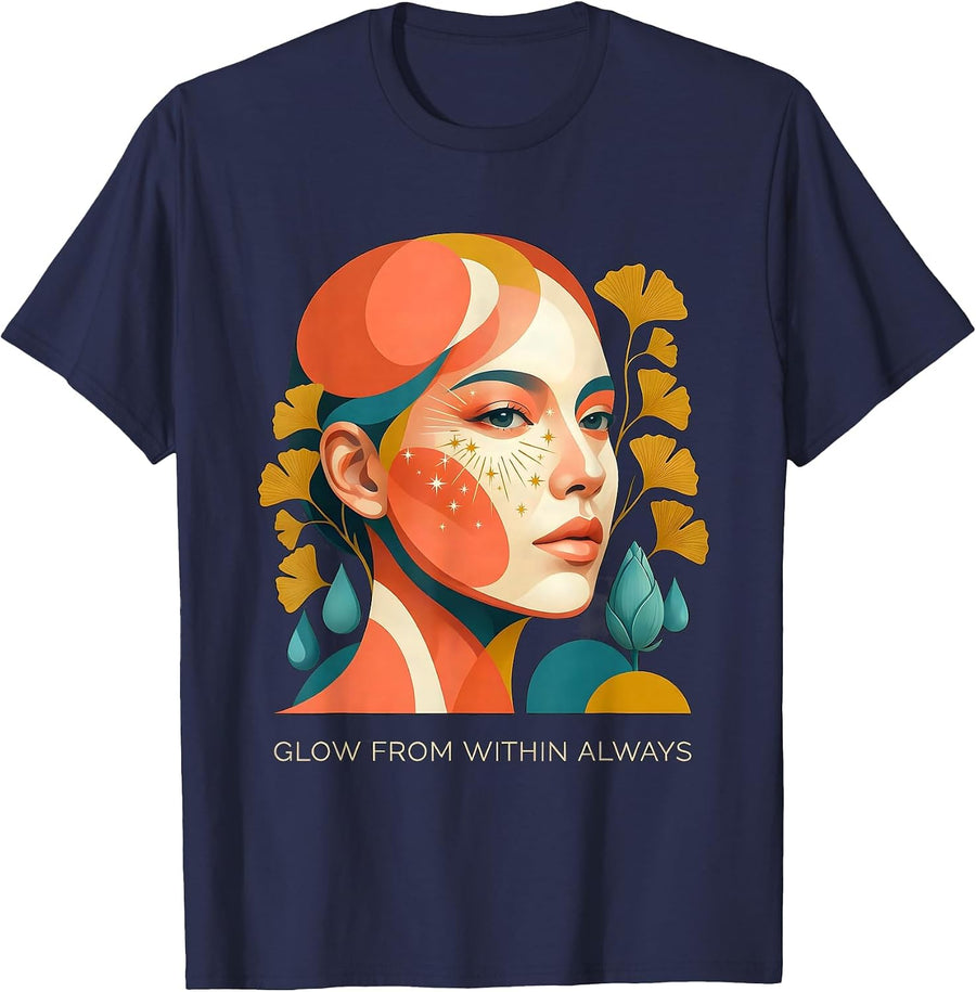 K-Beauty Glass Skin Glow From Within Always T-Shirt - Navy Blue