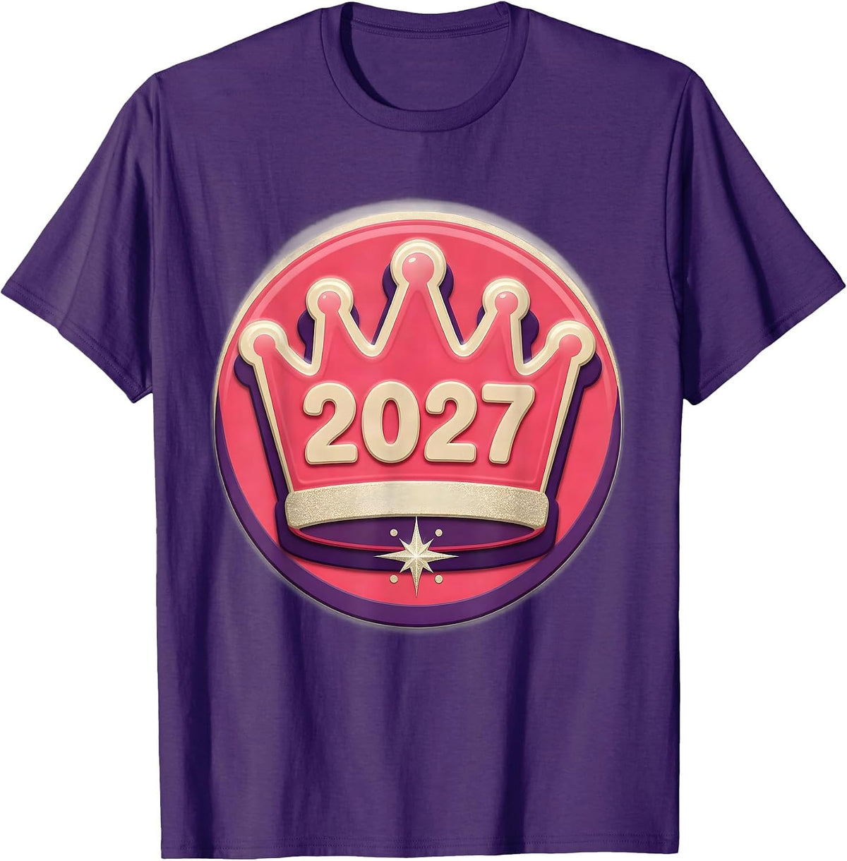 Rounded Party Crown 2027 Gummy Jelly Pop Girls New Year T-Shirt - Purple
