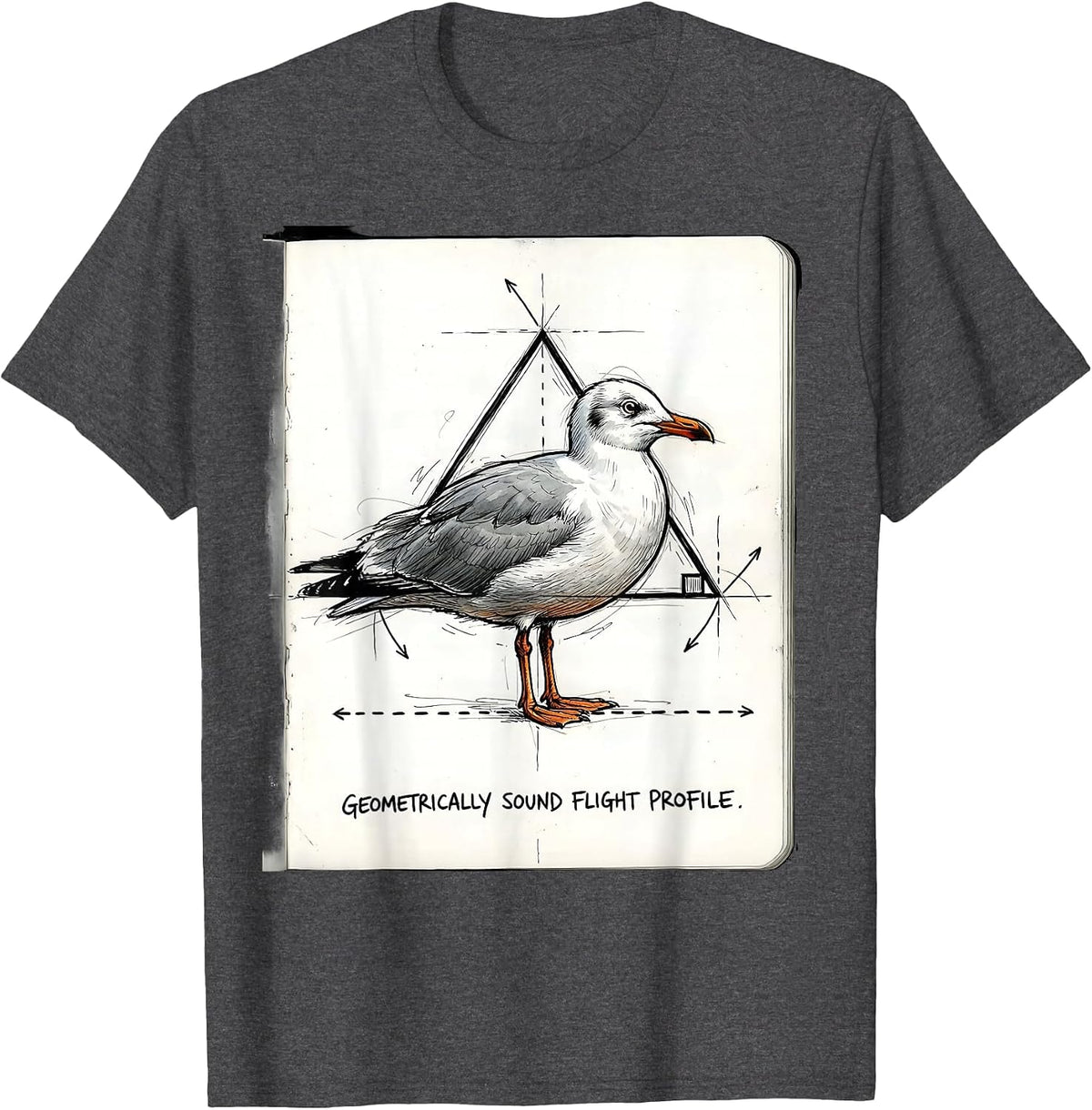 Geometrically Sound Flight Profile Funny Math Teacher T-Shirt - Dark Heather Grey
