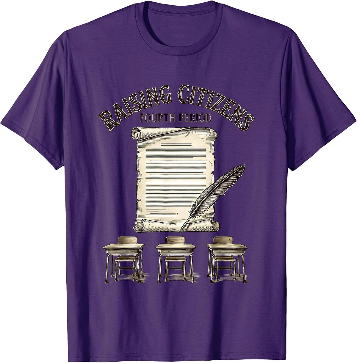 Raising Citizens Fourth Period Vintage Social Studies T-Shirt - Purple