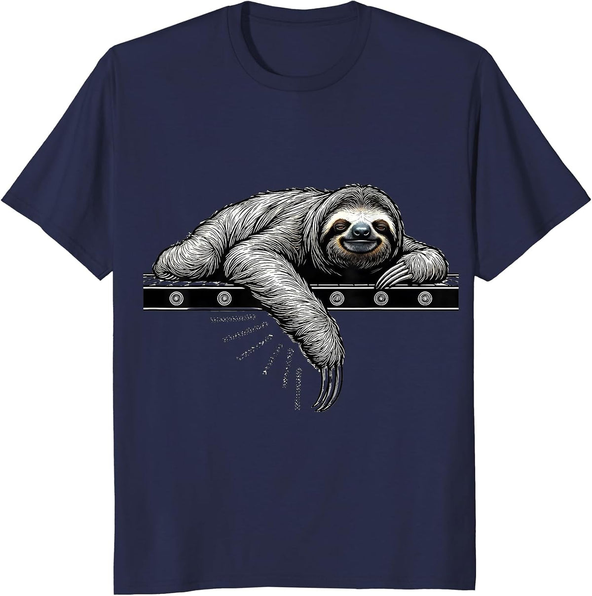 Men's Contour Sloth Funny Sloth Lover Animal Humor Gift T-Shirt - Navy Blue