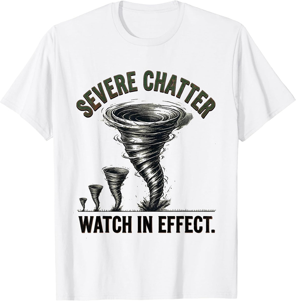 Men's Severe Chatter Watch In Effect Vintage Storm Chaser Tornado T-Shirt - White