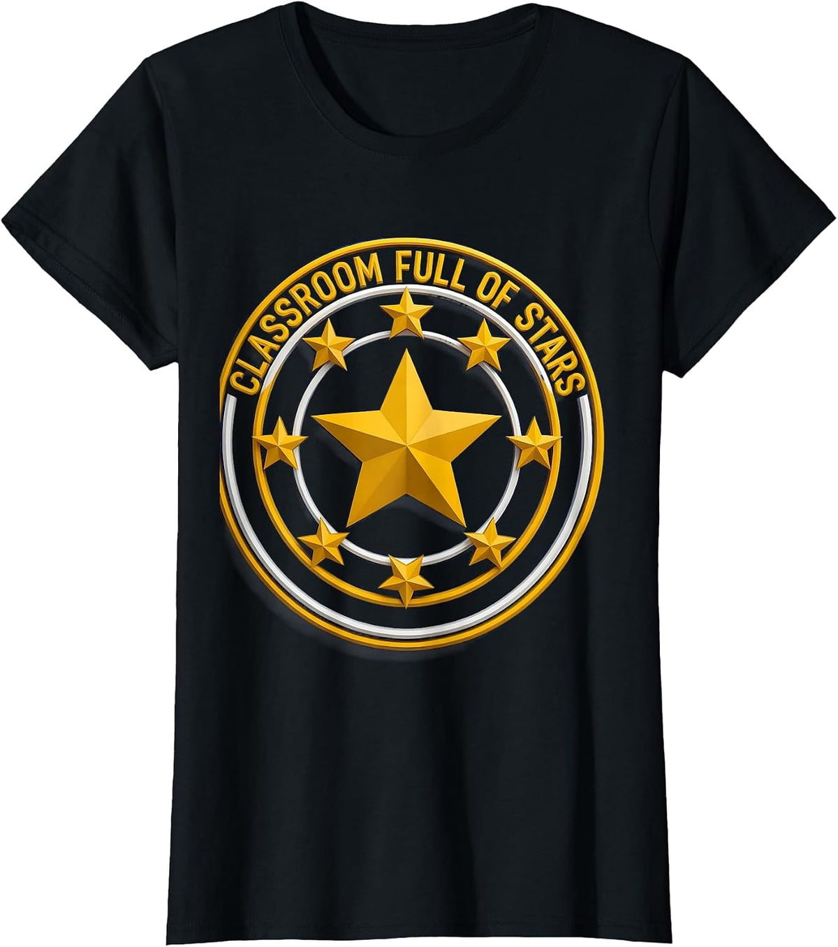 4th Grade Teacher Classroom Full of Stars Design T-Shirt - Black