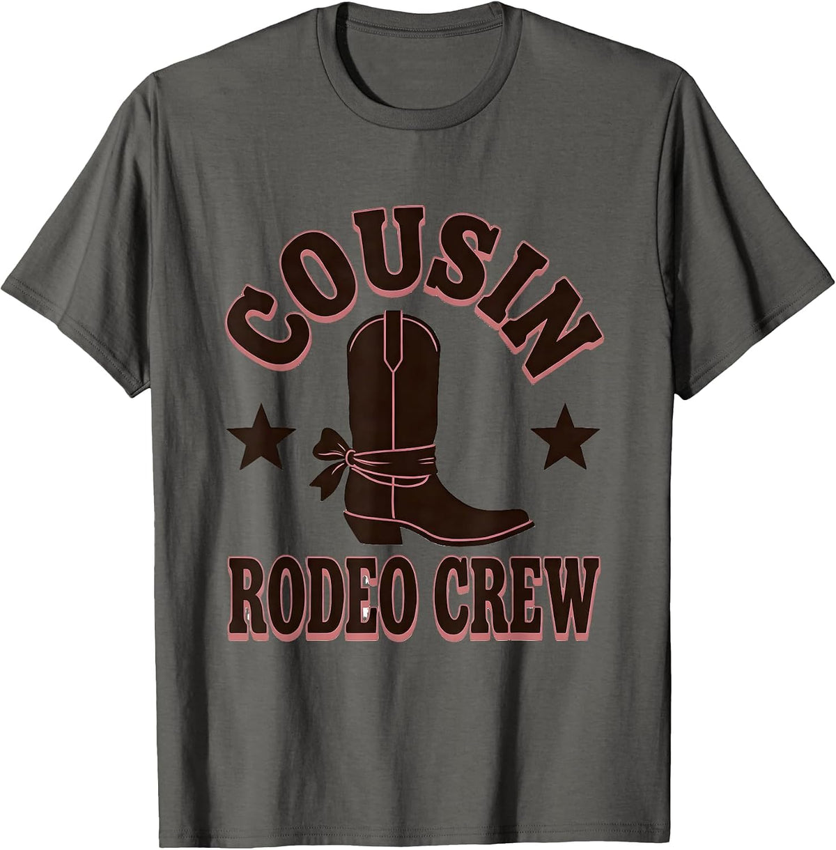 Cousin Rodeo Crew Bold Arched Typography Cowgirl Birthday T-Shirt - Asphalt Grey