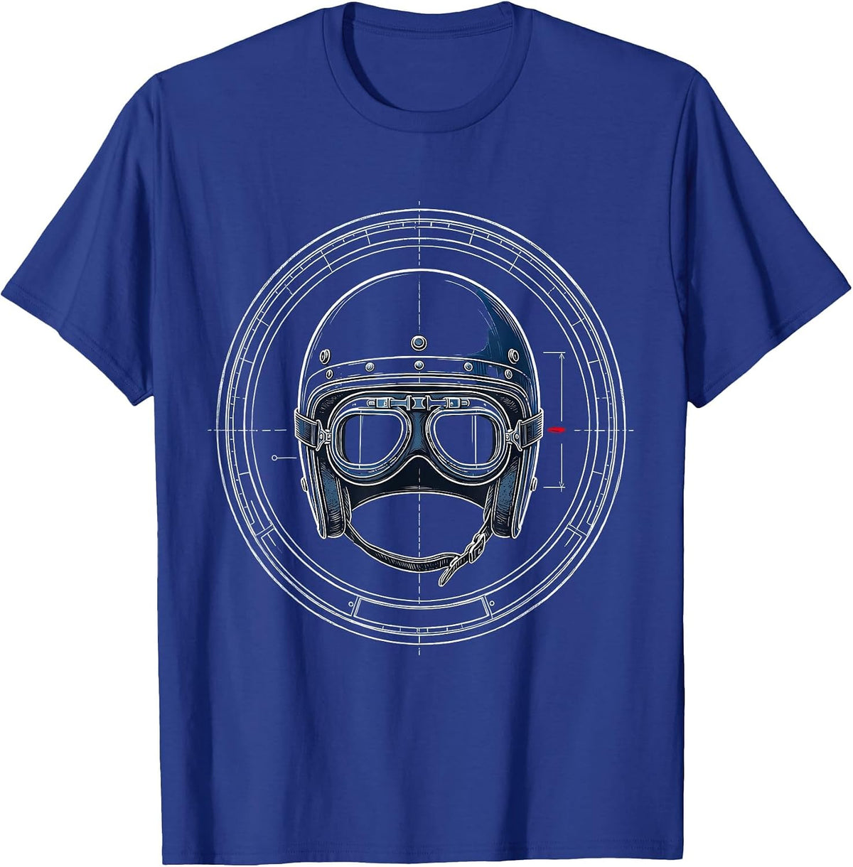 Vintage Mechanic Helmet and Goggles Portrait T-Shirt - Royal Blue