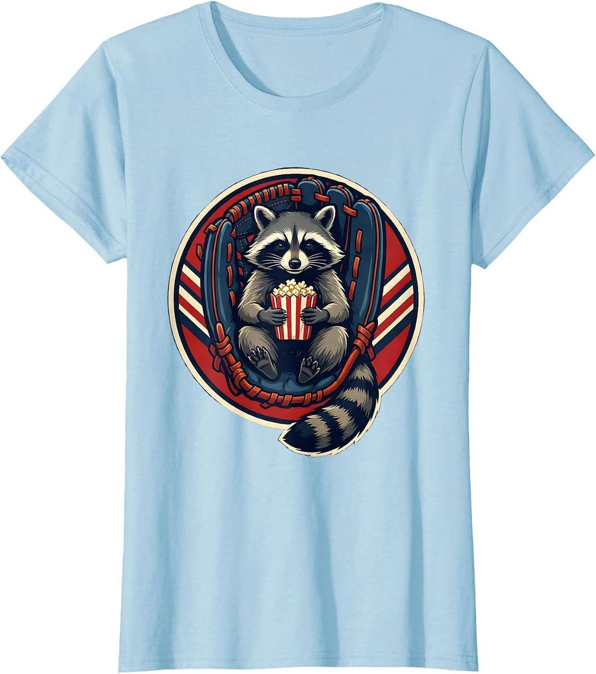 Trash Panda Shield Raccoon Catcher Mitt Sports Humor T-Shirt - Baby Blue