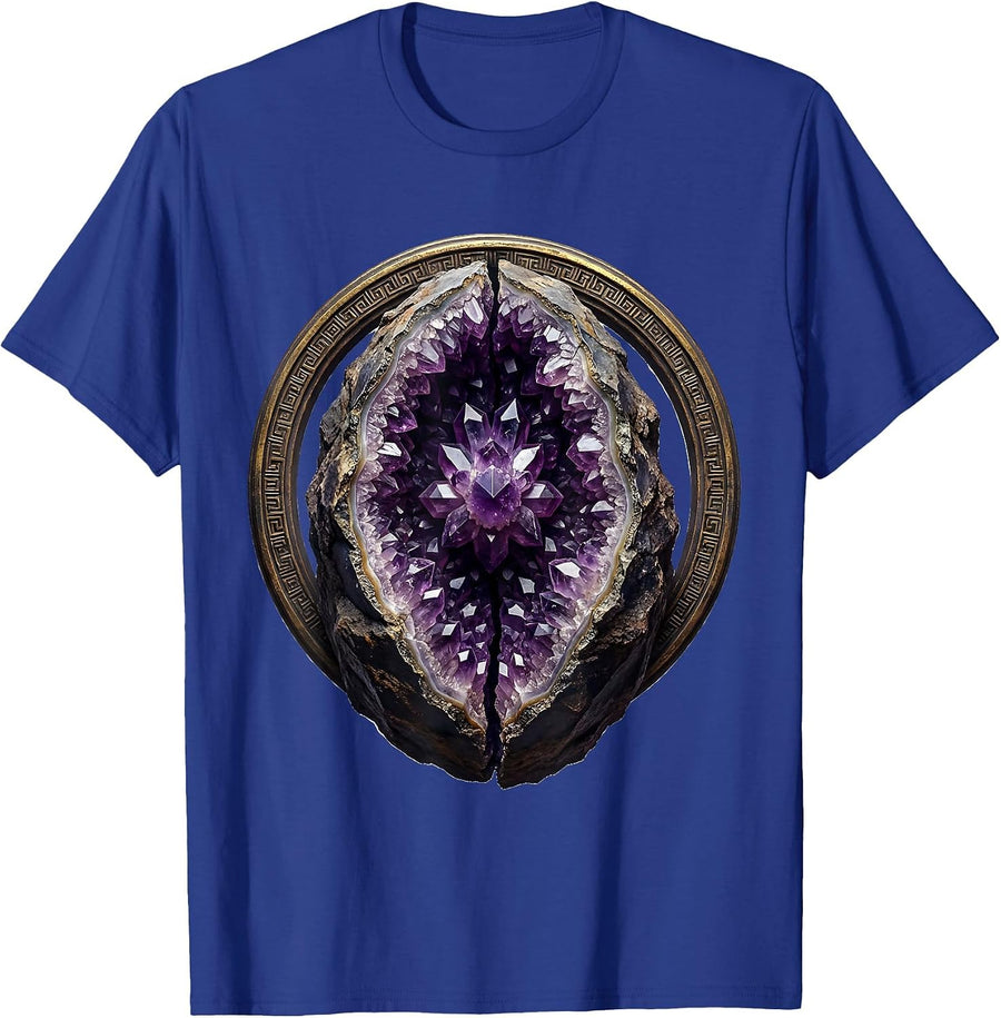 Science Teacher Geode Crystal Illustration T-Shirt - Royal Blue