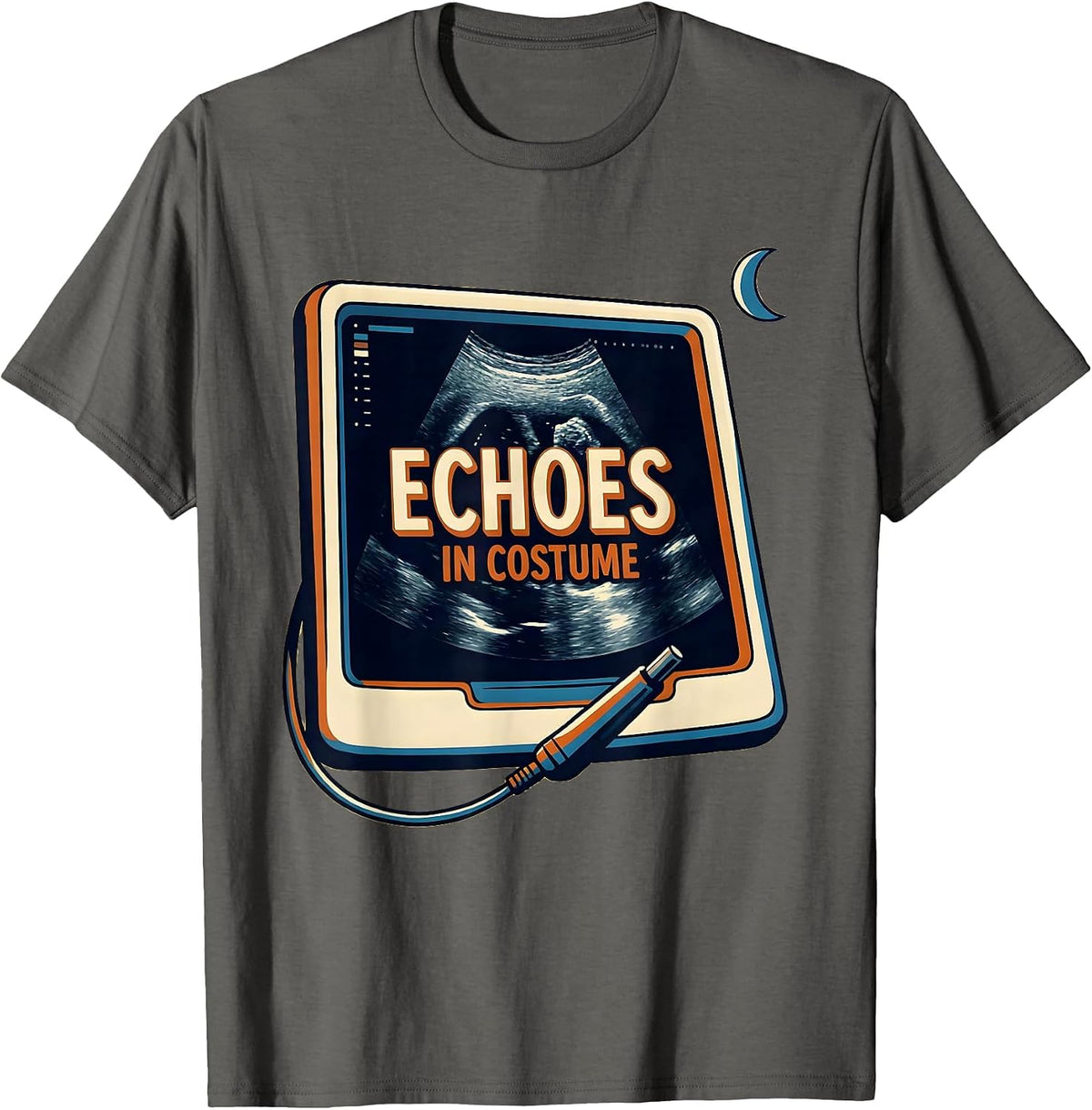 Men's Echoes In Costume Illustration Sonographer Halloween T-Shirt - Asphalt Grey