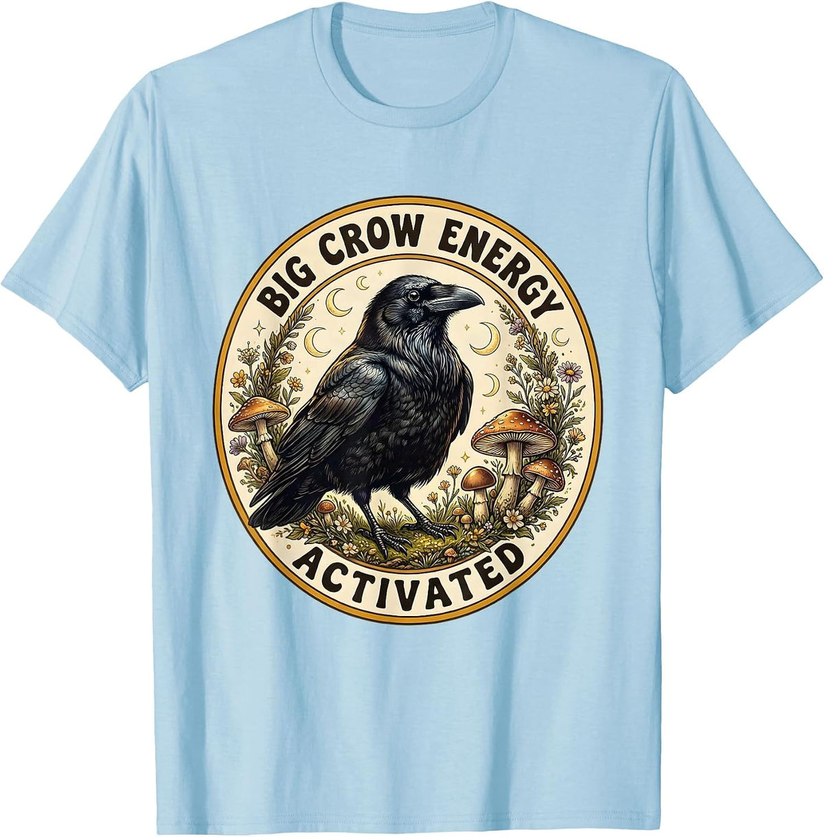 Men's Big Crow Energy Activated Crow Lover Design T-Shirt - Baby Blue