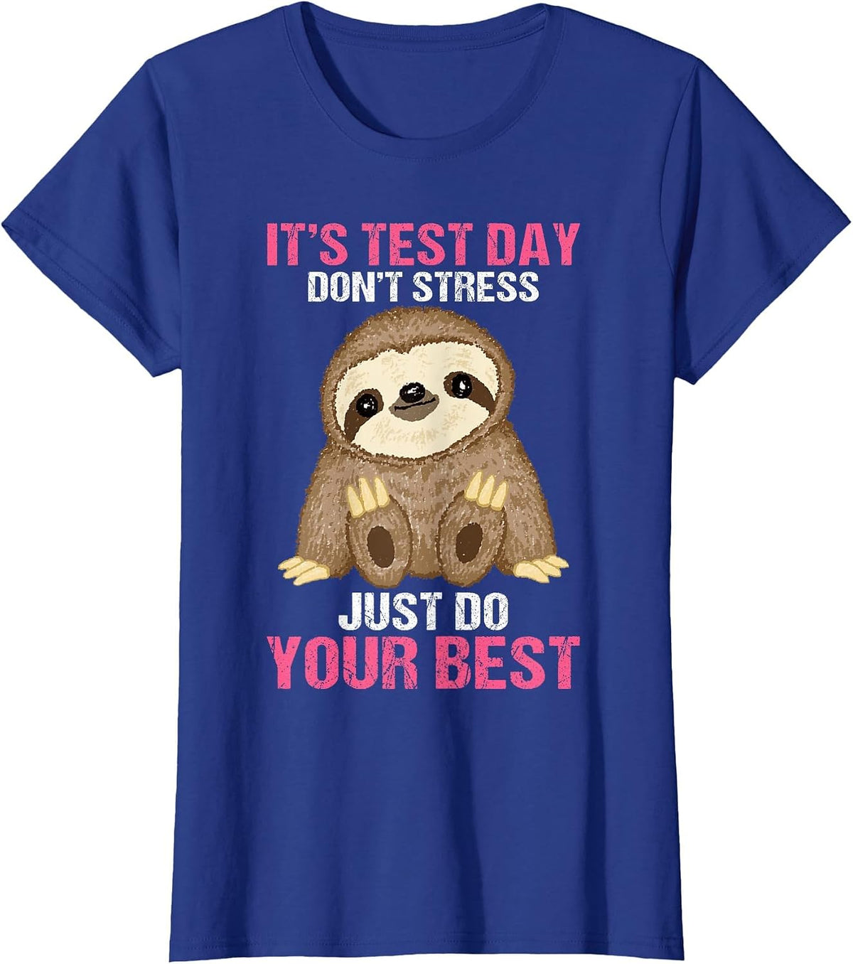 It's Test Day Sloth Teacher T-Shirt - Royal Blue