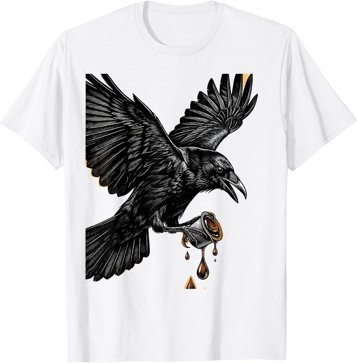 Men's Cawf Crow Coffee Lover Graphic Tee T-Shirt - White