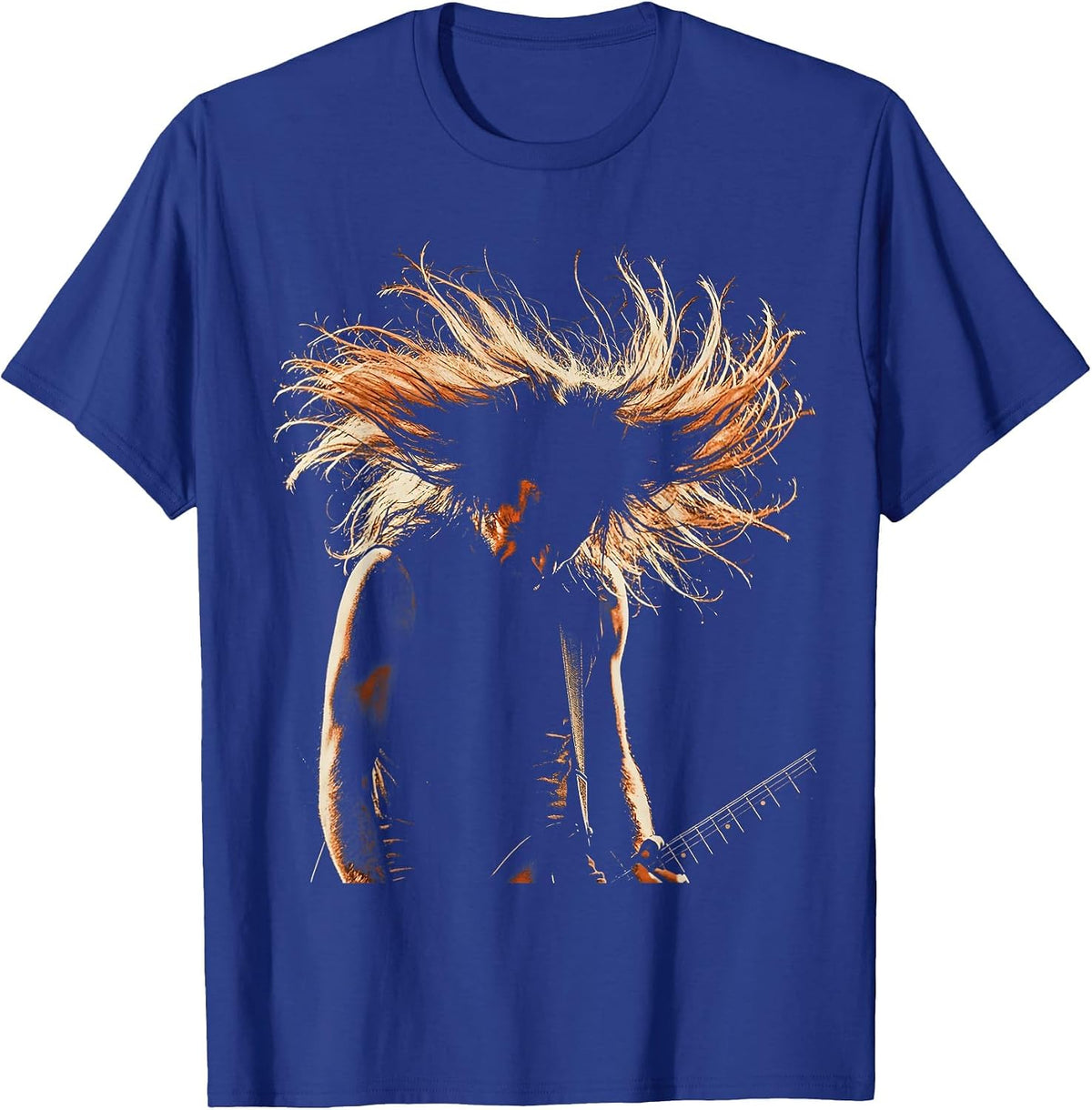 Headbanger Silhouette Concert Rock Music Graphic T-Shirt - Royal Blue