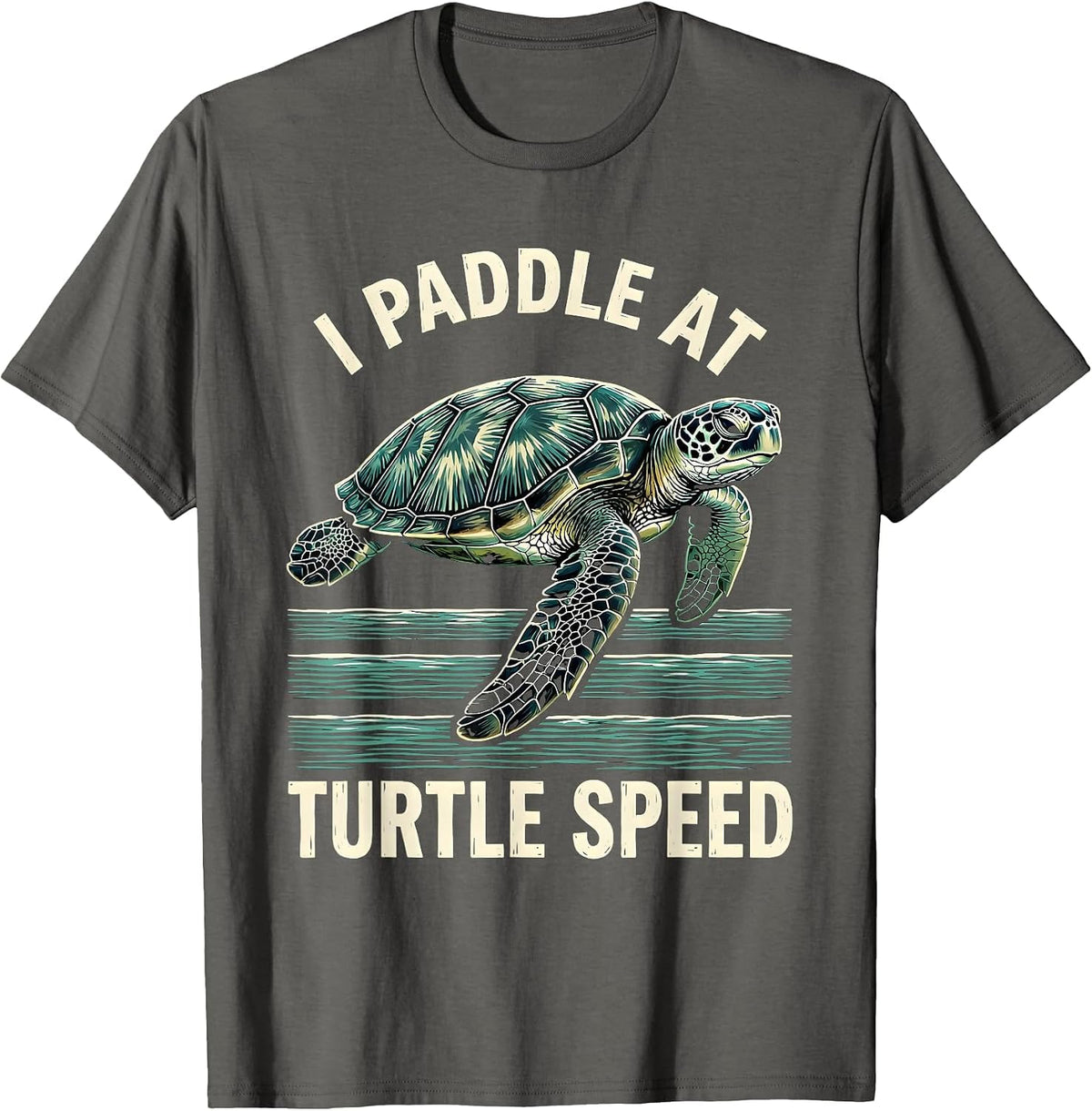 I Paddle At Turtle Speed Woodcut Engraving Sea Turtle Lover T-Shirt - Asphalt Grey