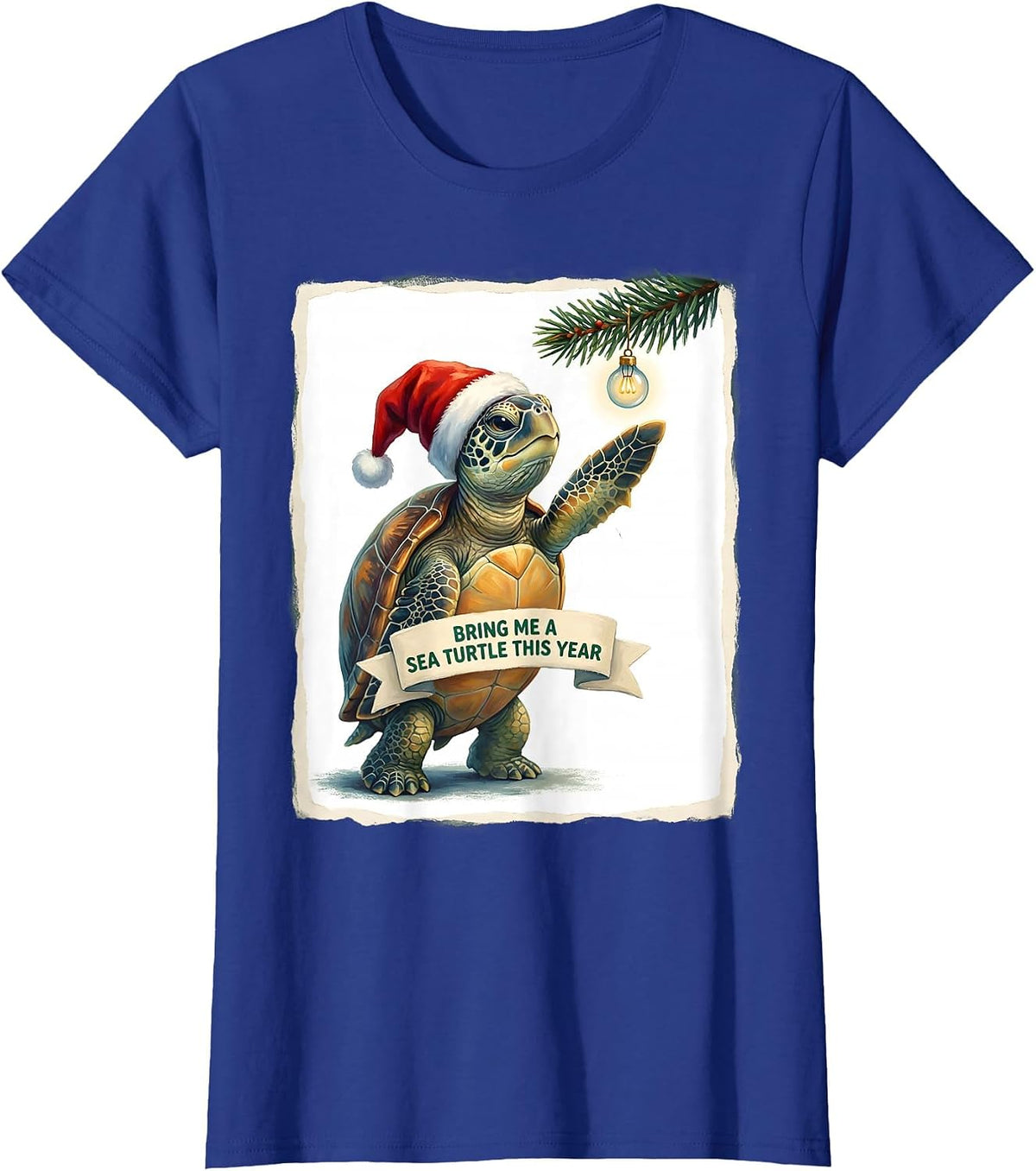 Women's Bring Me A Sea Turtle This Year Whimsical Sea Turtle Lover T-Shirt - Royal Blue