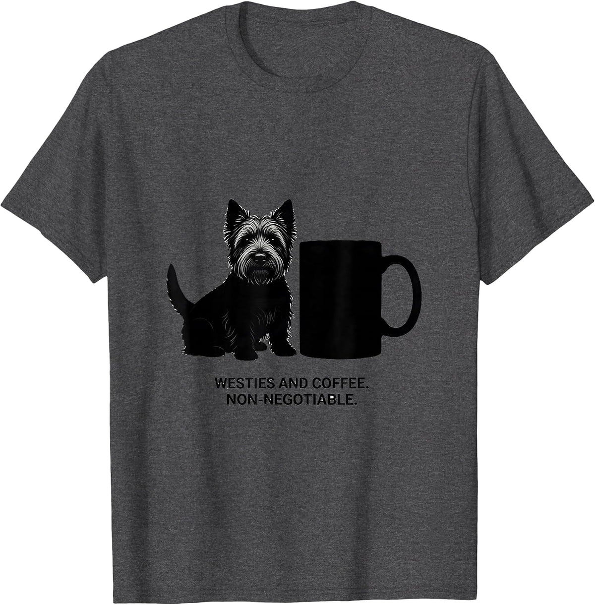Men's Westies And Coffee Non-Negotiable Westie Mama Dog Lover T-Shirt - Dark Heather Grey